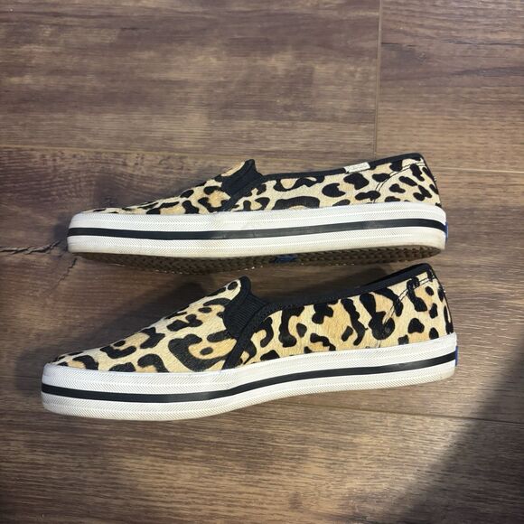 Kate Spade x Keds Sneakers Genuine Leather Leopard Print Calf Hair Slip On 6.5 - Picture 10 of 11